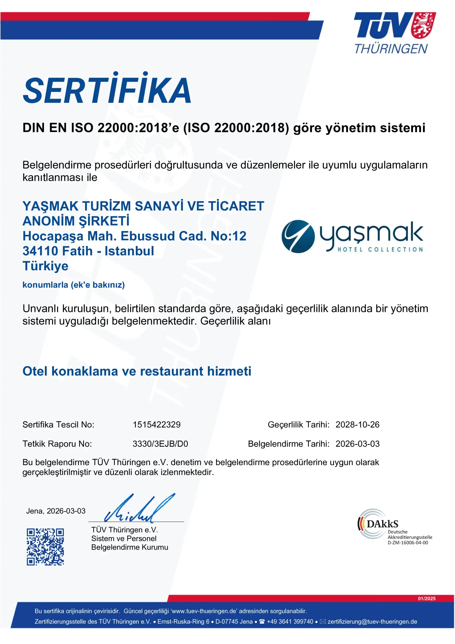 ISO 22000:2018 Sertifikası